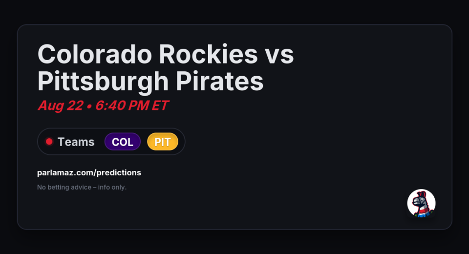 Colorado Rockies vs Pittsburgh Pirates Aug 22 | Parlamaz